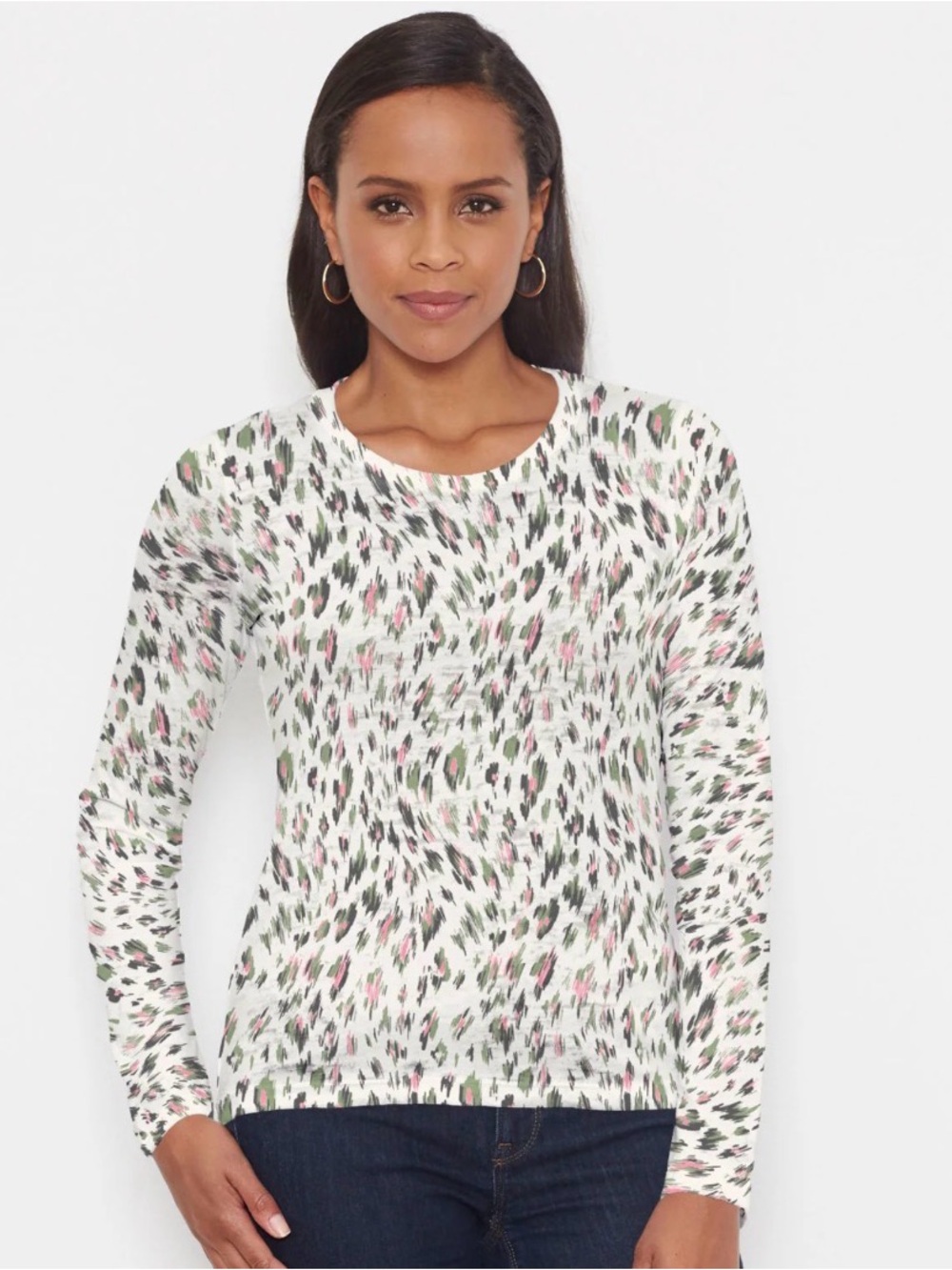NWOT- Leopard Bouquet (8019) ~ Signature Long Sleeve Crew Shirt